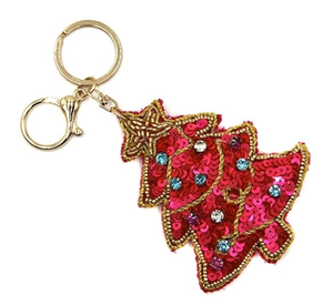 AL MALIK CRAFT Llavero de Árbol de Navidad Hecho a Mano, Adorno Decorativo con Lentejuelas Rojas y Cuentas - Product Image 1