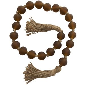 Guirnalda de Cuentas Facetadas de Madera y Mármol con Borlas, Decoración Moderna de Estilo Rústico Bohemio para el Hogar - Product Image 5