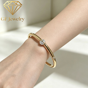 Floating Diamond Bezel Set Stackable <b>Thin</b> Band <b>Ring</b> 14K Yellow Gold Moving Diamond Minimalist Fine Jewelry - Product Image 2