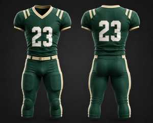 Custom American Football Uniform Green Gold Sublimated Jersey and Padded Pants Men's Fitted Sportswear All Seasons - Product Image 1
