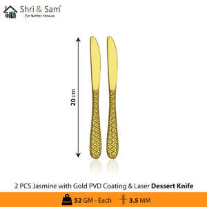 Cuchillos de cena de acero inoxidable con revestimiento de PVD dorado y láser 1 Juego de cubiertos Premium de jazmín - Product Image 3