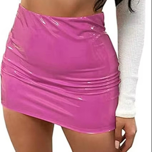 Mini-jupe en cuir PU pour femme, taille haute, moulante, sexy, design personnalisé, vente directe usine, vêtements pour femmes OEM ODM - Product Image 1