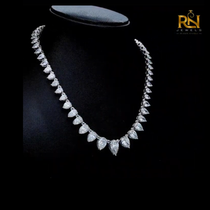Collier à pendentif goutte en diamant de laboratoire à facettes en forme de poire, collier majestueux en or massif 9K 14K 18K, bijoux fins - Product Image 3