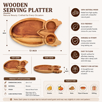 Handgemaakte uilen houten serveerschaal dienblad acaciahouten snack serveerplank decoratief dienblad voor eten