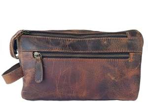 Bolsa de Aseo Marrón Hunter para Hombre, Neceser de Viaje, Accesorios de Cuero, Bolsa de Aseo de Cuero - Product Image 2