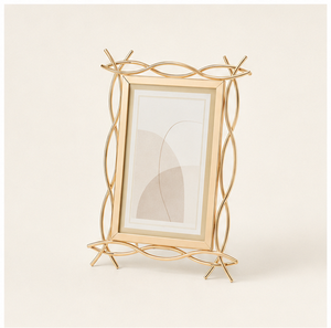 Cadre photo en métal doré de luxe léger, style abstrait en fil tressé, pour présentation sur table, accent nordique pour la maison et vente en gros - Product Image 1