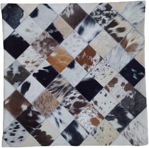 Housse de coussin en fausse fourrure patchwork, style bohème, faite à la main, décoration d'intérieur - Product Image 1