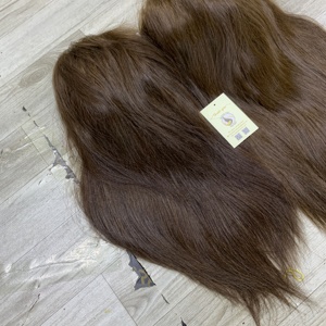 Perruques suisses en cheveux humains vietnamiens bruts, sans colle, avec closure en dentelle, lisses naturels, couleur brun naturel et noir naturel - Product Image 4