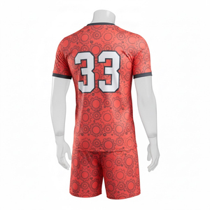 Uniforme de Fútbol Sublimado Personalizado, Conjunto de Camiseta de Fútbol 100% Poliéster, Transpirable, Ropa Deportiva para Hombre, Traje de Entrenamiento, Diseño Rojo - Product Image 2