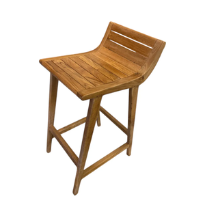 Tabouret de bar moderne en teck massif, style mid-century, pour îlot de cuisine - Product Image 3