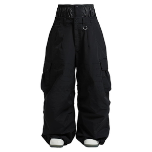 Pantalon de ski unisexe noir grande taille avec poches cargo, fermeture éclair, imperméable, respirant, coupe-vent, pour adultes - Product Image 1