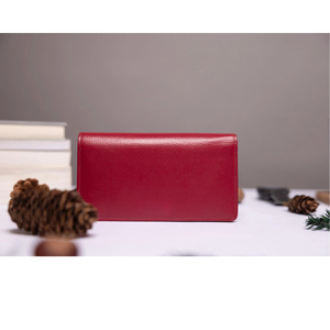 Women's Red PU <b>Long</b> <b>Wallet</b> Zipper Closure Multifunctional Daily Use Minimalist Design - Product Image 4