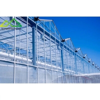 Serre en verre multi-chapelles intelligente de type Venlo, pour la culture de semis de fleurs, la recherche et l'étude des légumes, avec panneaux solaires en polycarbonate