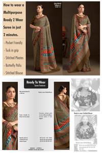 Sari listo para usar y blusa cosida, sari indio de crepé de seda con estampado floral, sari con estampado digital, diseño hermoso - Product Image 6