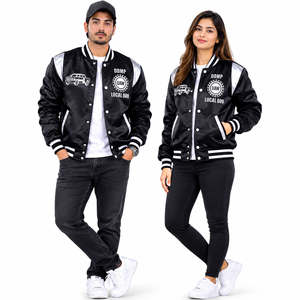 Patchs brodés personnalisés, broderie vintage 3D, veste varsity en satin, haute qualité, 100% polyester, séchage rapide, personnalisable pour homme - Product Image 5