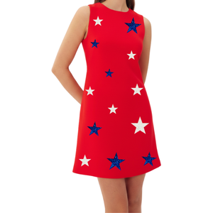 Robe d'été décontractée sans manches pour femme, coupe classique, motif 4 juillet, tenue à thème de la fête nationale des États-Unis, avec des patchs à paillettes sur le devant - Product Image 2