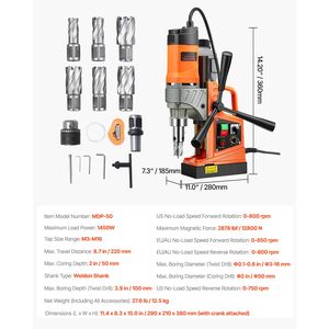 Trapano Magnetico 1450W, 2 Profondità di Foratura, 2878 Lbf, Portatile, 6 Punte per Foratura, Velocità Variabile - Product Image 4