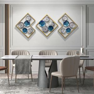Décoration murale moderne traditionnelle en métal, 60 x 21 pouces, panneaux circulaires séparés, pour salon et salle à manger - Product Image 3