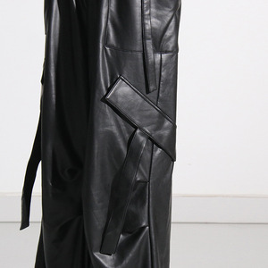 Wholesale Casual Button Fly Quick Dry Breathable <b>Men's</b> PU <b>Leather</b> <b>Pants</b> Luxury Vintage Winter Cheap Price - Product Image 4