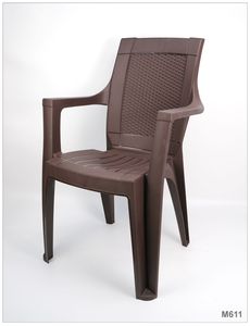 Fauteuil de salon Anax MYSTIQUE moderne en plastique marron avec assise en maille, dossier perforé, léger et empilable pour la maison - Product Image 3