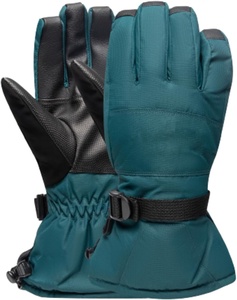 Gants de ski à doigts entiers, couleur turquoise, en polyester, isolés thermiquement, avec sangle de poignet réglable, unisexe, pour l'hiver et les activités de plein air - Product Image 1