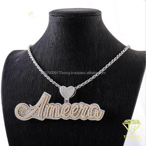 จี้เพชรเลี้ยงในห้องปฏิบัติการแบบกำหนดเอง ดีไซน์ตัวอักษรประกายระยิบระยับ สง่างาม เป็นเอกลักษณ์เฉพาะตัว เครื่องประดับแฟชั่นฮิปฮอป สำหรับขายส่ง - Product Image 5