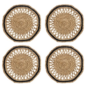 Juego de Manteles Individuales Redondos Tejidos a Mano Estilo Bohemio con Posavasos, Azul, Verde, Marino, Coloridos, Decoración para Mesa, Hechos en Vietnam - Product Image 6