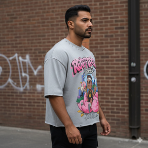 Camiseta de Manga Corta para Hombre, Personalizada por el Fabricante, Estilo Vintage, Lavada al Ácido, con Gráficos DTG y Pedrería - Product Image 3