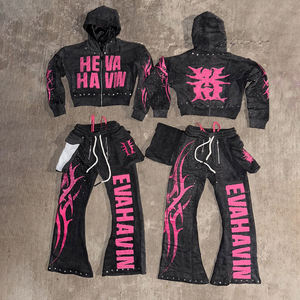 Vente en gros de pantalons de survêtement évasés à capuche personnalisés unisexe Ensemble de survêtement deux pièces à la mode Pantalon 3D Survêtement pour hommes pour l'hiver - Product Image 1