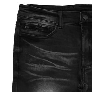 Jeans de Moda Hip Hop para Hombre, Elásticos, de Algodón, Corte Regular, para Uso Diario, Cintura Media, Cierre de Botones, con Bolsillos, Pantalones Vaqueros - Product Image 5