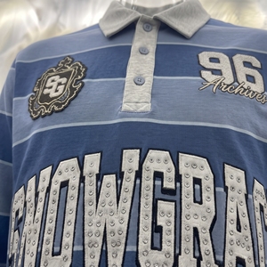 Chemise unisexe en jersey rayé à manches longues Snowgrace, col rabattu, coupe classique, polyester, toutes saisons - Product Image 5