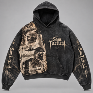 Sam Tactical Herren Oversized Kapuzenpullover Schwarz Sublimationsdruck Streetwear-Design Vordere Logo-Tasche Regular Fit Herbst - Product Image 1