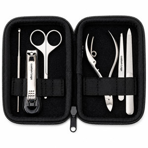 Custom Logo 5 Piece Stainless Steel <b>Nail</b> Kit With Clipper Scissor File Portable Manicure Set <b>Case</b> - Product Image 1