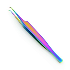 Pince à épiler d'extension de cils en acier inoxydable de qualité professionnelle à 45 degrés 6 mm revêtement Plasma arc-en-ciel Points pointus pour une utilisation optimale - Product Image 2