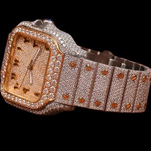 Reloj de Lujo con Caja Cuadrada, Diamantes Moissanite, Esfera Árabe Totalmente Adornada, Características Únicas, Dos Tonos, la Mejor Colección de Joyería - Product Image 2