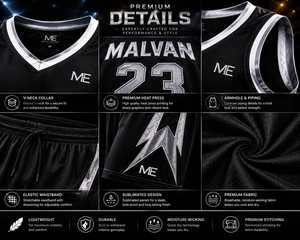 Ensemble de maillot de basket-ball personnalisé ME Malvan sans manches, col en V, sublimé, séchage rapide, uniforme sportif pour hommes adultes, toutes saisons - Product Image 3