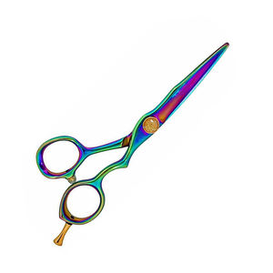 Ciseaux de barbier de 5,5 pouces en titane couleur arc-en-ciel pour droitiers, ciseaux de salon de beauté en acier inoxydable - Product Image 1