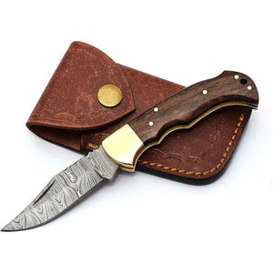 Cuchillo de Bolsillo Burraq DIY Industrial OEM Personalizado Hecho a Mano de Acero de Damasco de 8 Pulgadas con Funda de Cuero, Regalo de Aniversario, Regalo para Padrinos de Boda - Product Image 1