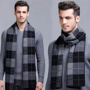 Écharpe longue en laine à carreaux pour homme, écharpe classique d'hiver isolante thermiquement pour adultes - Product Image 6