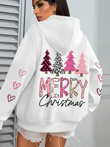 Sweat-shirt d'hiver décontracté pour homme, coupe classique, rouge, imprimé Père Noël et sapin, avec poche kangourou, impression par sublimation - Product Image 6