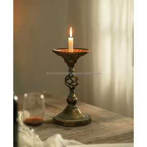 Bougeoir en fer fait à la main support en fer Design européen mariage rétro romantique dîner décor maison - Product Image 6