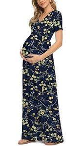 Nuevo Diseño Elegante Vestido de Maternidad de Gasa con Sublimación, Manga Acampanada, Cuello en V, Largo hasta la Rodilla, Estampado Natural, Vestido de Lactancia - Product Image 3