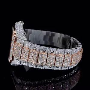 Reloj Exclusivo de Hip Hop con Incrustaciones de Diamantes, Automático, de Acero Inoxidable, 40 mm, Plateado, para Hombre, con Aspecto de Diamante Moissanite, Corte Redondo VVS - Product Image 6