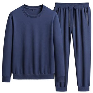 Conjunto Deportivo Negro para Hombre, Sudadera de Cuello Redondo, Pantalones Largos con Cordón en la Cintura, Color Sólido, Ropa Casual de Otoño, Corte Regular - Product Image 2