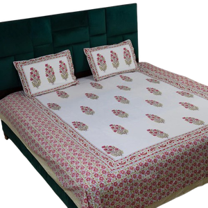 Hand Block Print Cotton Bedsheet Ethnic Floral Indian <b>Bedding</b> for Home Decor for Best Price - Product Image 1