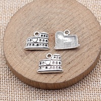 Pendentif Cœur en Arche Colisée Romaine 16x13mm en Alliage de Zinc Argent Vieilli pour Souvenir de Voyage en Italie