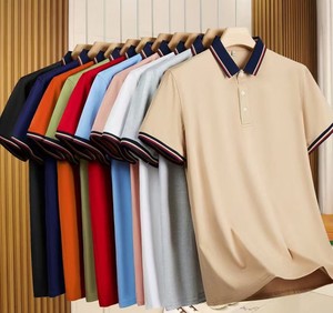 T-shirt décontracté pour homme de haute qualité, en polyester tricoté, à manches courtes, séchage rapide, avec impression personnalisée sur le devant, style golf de luxe - Product Image 2