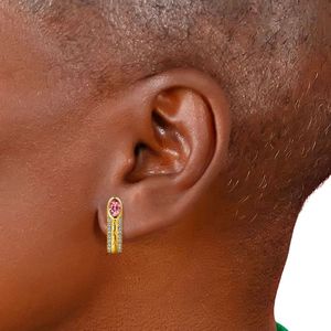 Pendientes de Aro de Cristal Rosa Dorado con Detalle de Letra Vertical y Acento de Diamantes de Imitación Transparentes, Joyería Elegante de Moda para Mujer - Product Image 4