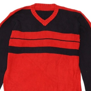 divine nine sororities Women's Knitted Cardigan <b>Red</b> <b>Black</b> Contrast Color V-neck Long Sleeve <b>Striped</b> Classic Autumn Wear - Product Image 2