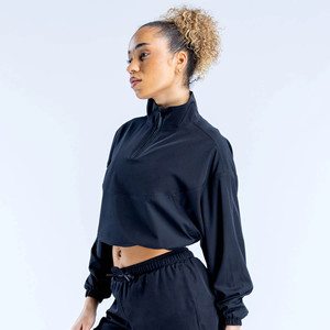 Latest Design Custom Logo Midnight Black Crop Zipper Women <b>Jacket</b> Lightweight Breathable Outerwear & Gym <b>Workout</b> Women Hoodie - Product Image 4